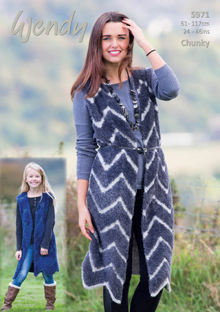 TRW5971 Ladies and Girls Long Waistcoats Wendy Eider or Chunky