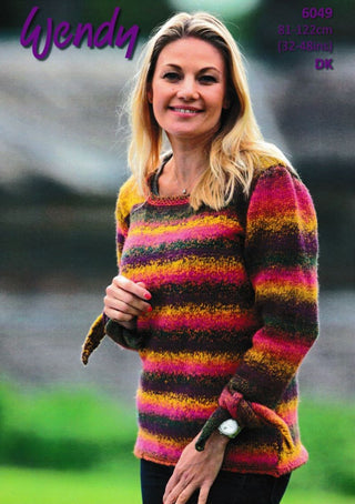 TRW6049 Ladies Sweater with Tie Cuffs in Wendy Aurora DK