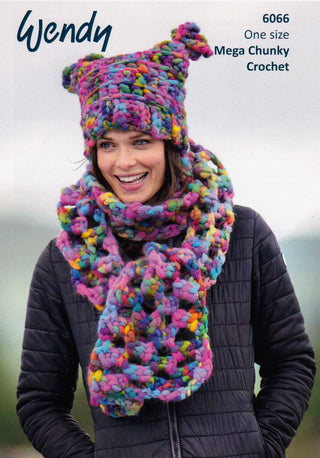 TRW6066 Crochet Hats, Headband and Scarf for Women in Wendy Dynamic Mega Chunky