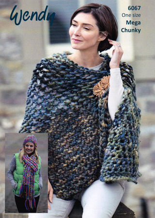 TRW6067 Wrap, Hat and Scarf for Women in Wendy Dynamic Mega Chunky