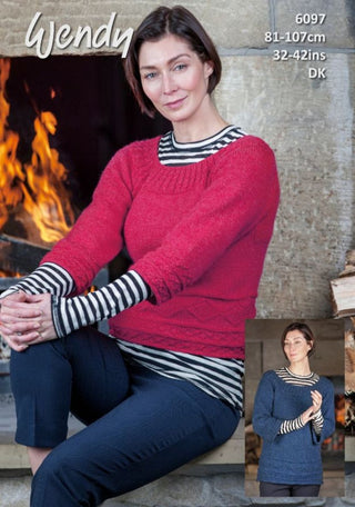TRW6097 Lady's Scoop Neck Sweaters in Wendy With Wool DK