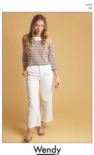 TRW6149 Woman's Cold Shoulder Sweater in Wendy Supreme Cotton DK