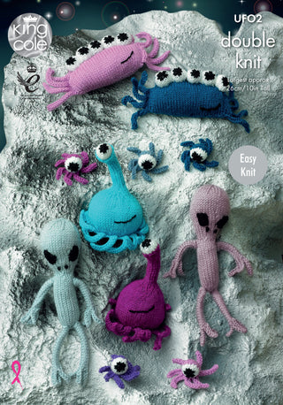 KC UFO2 Knitted Aliens in King Cole Double Knit