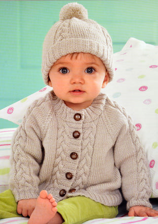 JB125 Baby Cable Cardigans and Hats 4ply