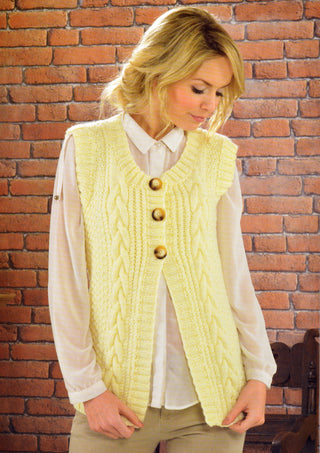 JB225 Ladies Cable Waistcoat Aran