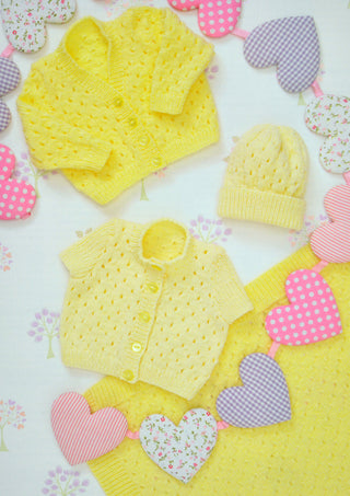 JB236 Baby Cardigans and Hat DK