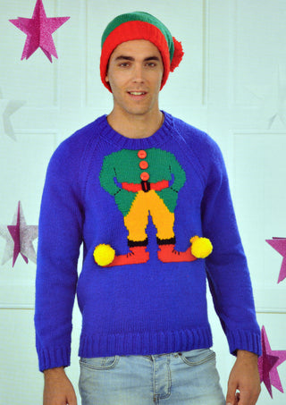 JB270 Adults Elf Jumper Christmas Pattern DK
