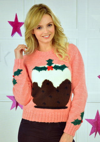 JB271 Adults Christmas Pudding Jumper Christmas Pattern DK