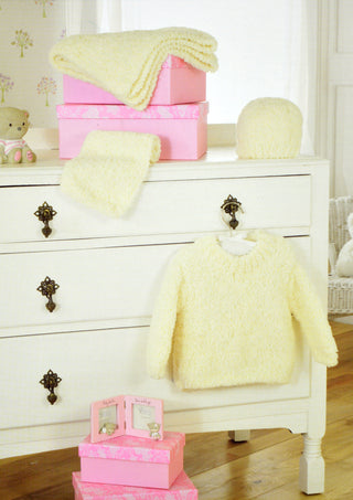 JB297 Baby Jumper, Scarf, Hat and Blanket Chunky