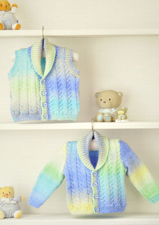 JB357 Baby Cardigan and Waistcoat DK