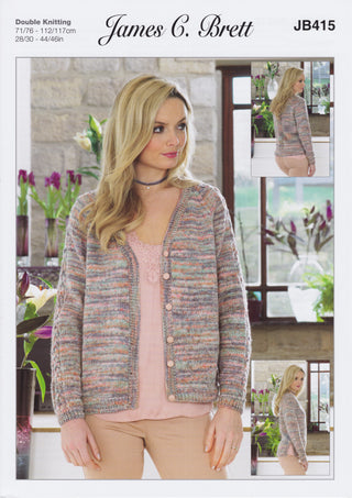 JB415 Cardigan for Women in James C Brett Stonewash DK