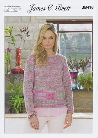 JB416 Jumper for Women in James C Brett Stonewash DK