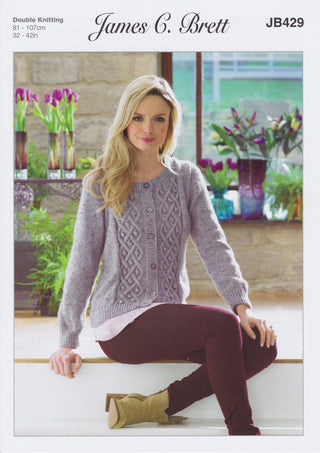 JB429 Cardigan for Women in James C Brett Misty DK
