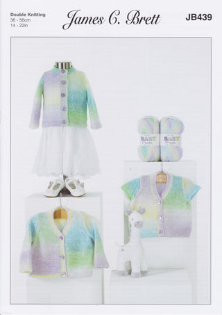 JB439 Cardigans for Babies in James C Brett Baby Marble DK