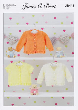 JB443 Baby Cardigans in James C Brett Supreme Dk