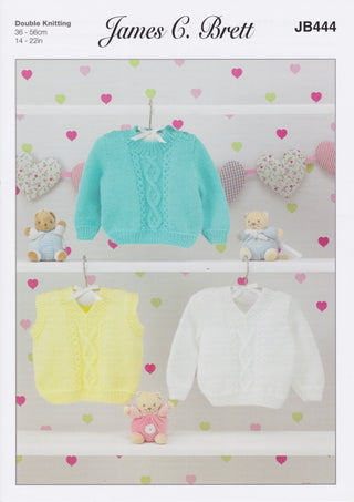 JB444 Baby Jumpers and Vests in James C Brett Supreme DK