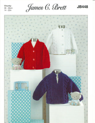 JB448 Cardigans for Babies in James C Brett Flutterby