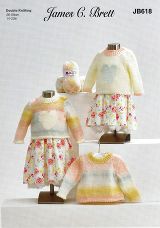 JB618 Girl's Sweaters in James C Brett Baby Marble DK