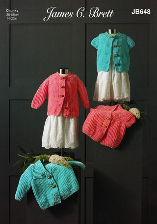 JB648 Children's Various Cardigans in James C Brett Flutterby Chunky