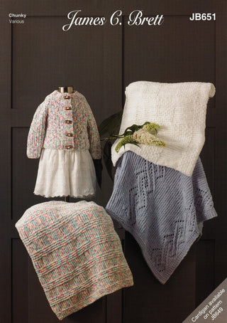 JB651 Baby Blankets in James C Brett Flutterby Chunky
