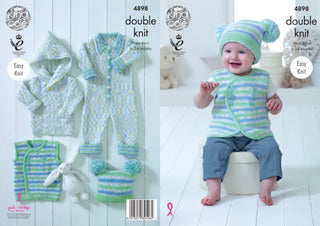 KC4898 Jacket, Waistcoat, Onesie and Hat for Babies in King Cole Cherish Dash DK