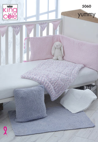 KC5060 Cot Bumper, Cover, Blanket, Cushion and Bunting for Babies in King Cole Yummy