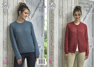 KC5077 Cardigan and Sweater for Women in King Cole Merino Blend DK