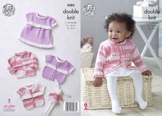 KC5085 Dresses and Cardigans for Babies in King Cole Cherish and Cherished DK