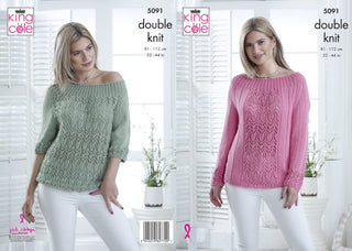 KC5091 Sweater and Top for Women in King Cole Bamboo Cotton DK