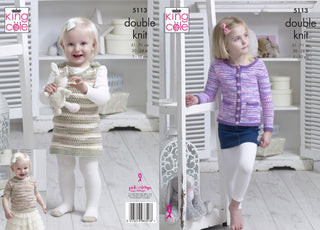 KC5113 Cardigan, Top and Dress for Children in King Cole Comfort Kids DK