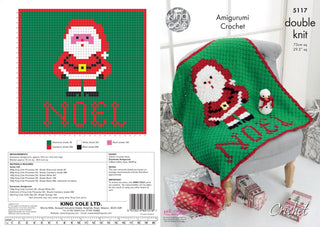 KC5117 Crochet Corner to Corner Christmas Blanket and Snowman Toy in King Cole DK
