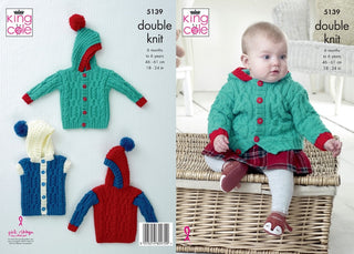 KC5139 Babies Jacket, Sweater & Gilet in King Cole Big Value DK