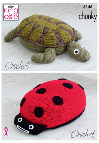 KC5146 Crochet Ladybird & Turtle poof in Big Value Chunky