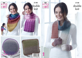 KC5148 Mittens, Scarf, Square & Round Cushions, Lace Wrap & Triangular Wrap in Curiosity DK