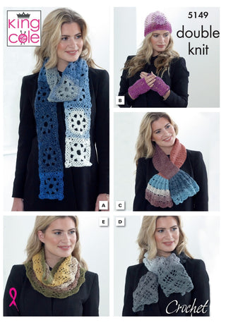 KC5149 Crochet Scarf, Hat & Mitts in Curiosity DK