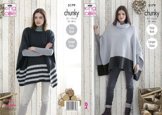 KC5179 Ladies Ponchos in King Cole Timeless Chunky