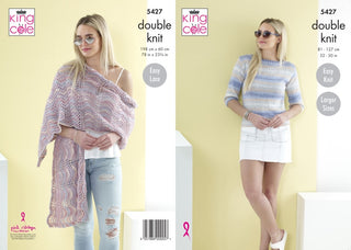 KC5427 Ladies Sweater & Shawl in King Cole Beaches DK