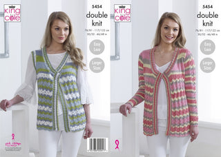 KC5454 Ladies Cardigan & Waistcoat in King Cole Cottonsoft Crush DK