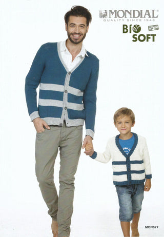 MON027 Cardigan for Men and Children in Bio Soft