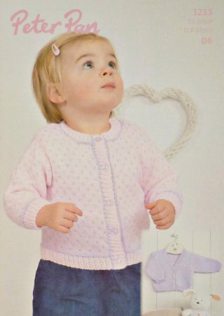 P1213 Babies/Toddlers Spotted and Plain Cardigans in DK