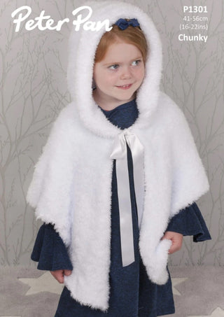 P1301 Hooded Cape in Peter Pan Precious Chunky