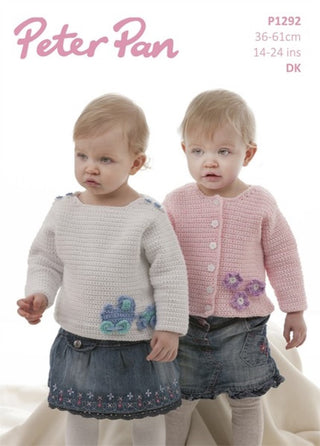 PP1292 Girl's Crochet Cardigan & Sweater in Peter Pan Pixie DK