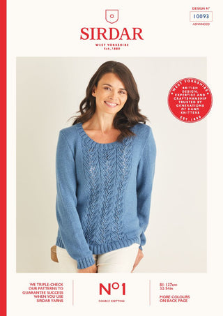 S10093 Ladies Long Sleeved & 3/4 Sleeved Sweater in Sirdar No.1 DK