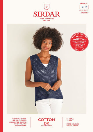 S10114 Ladies Crochet Sleeveless Top in Sirdar Cotton DK
