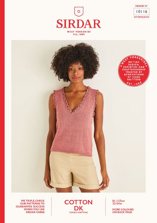 S10116 Women's Sleeveless Top in Sirdar Cotton DK