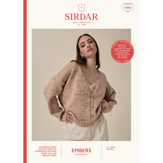 S10961 Flare V Neck Cardigan in Sirdar Embers DK