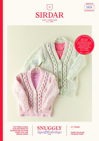 S2525 Children's Long & Short Cardigan in Sirdar Supersoft Aran Rainbow Drops
