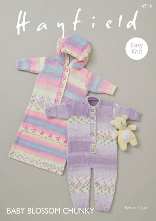 S4714 Onesie and Sleeping Bag for Babies in Hayfield Baby Blossom Chunky