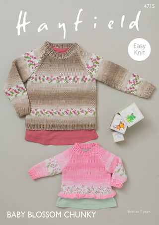 S4715 Sweaters for Babies in Hayfield Baby Blossom Chunky