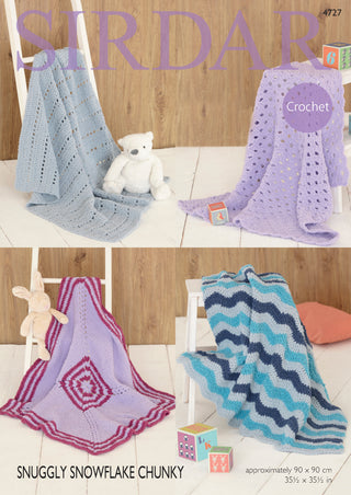 S4727 Four Crochet Blanket Designs in Sirdar Snuggly Snowflake Chunky